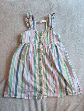 Ruffle Butts Pastel Multi-Stripe Dress in Pink, Mint, Blue, Yellow